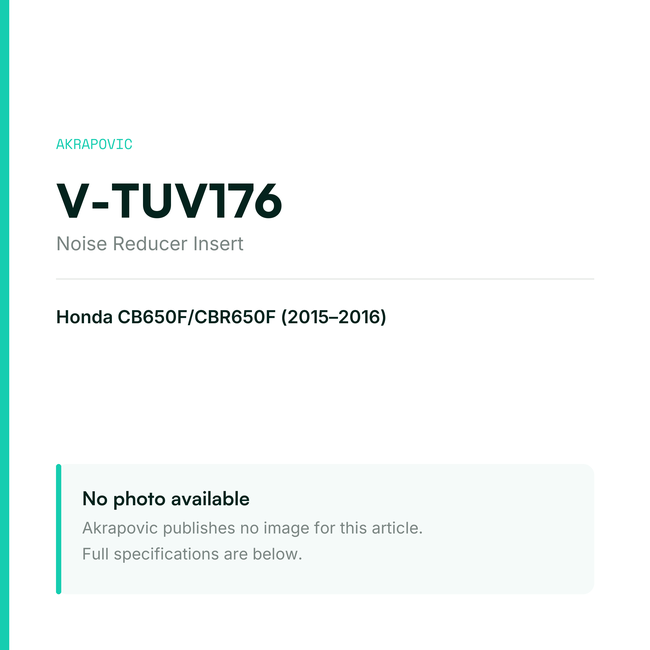 Akrapovic Noise Reducer Insert V-TUV176 — placeholder, no manufacturer photo available