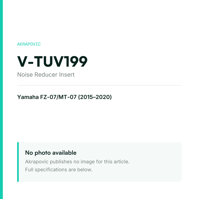 Akrapovic Noise Reducer Insert V-TUV199 — placeholder, no manufacturer photo available