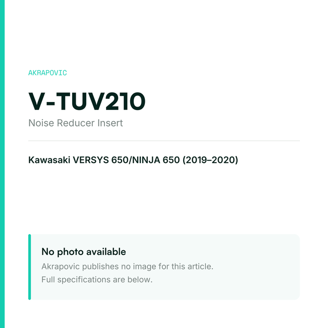 Akrapovic Noise Reducer Insert V-TUV210 — placeholder, no manufacturer photo available