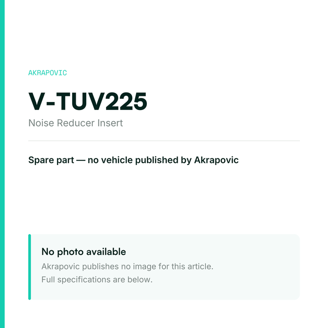 Akrapovic Noise Reducer Insert V-TUV225 — placeholder, no manufacturer photo available