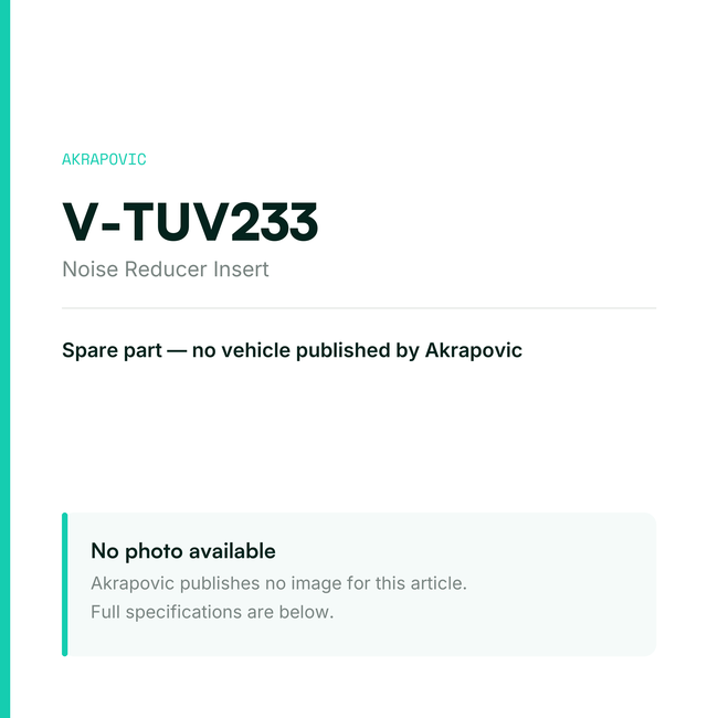 Akrapovic Noise Reducer Insert V-TUV233 — placeholder, no manufacturer photo available