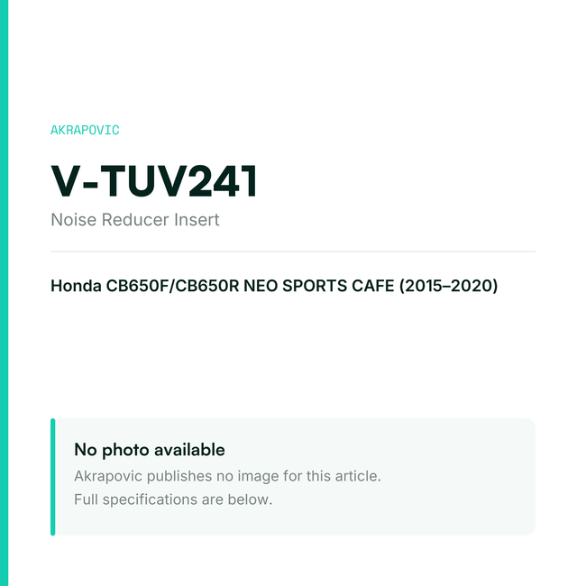Akrapovic Noise Reducer Insert V-TUV241 — placeholder, no manufacturer photo available