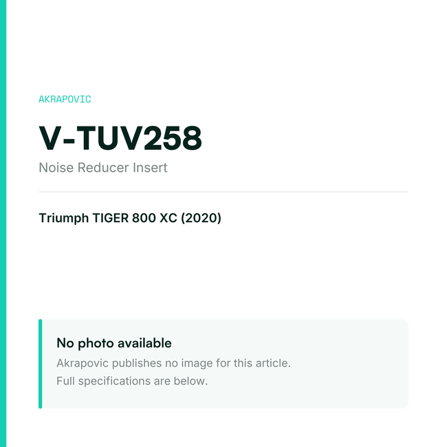 Akrapovic Noise Reducer Insert V-TUV258 — placeholder, no manufacturer photo available