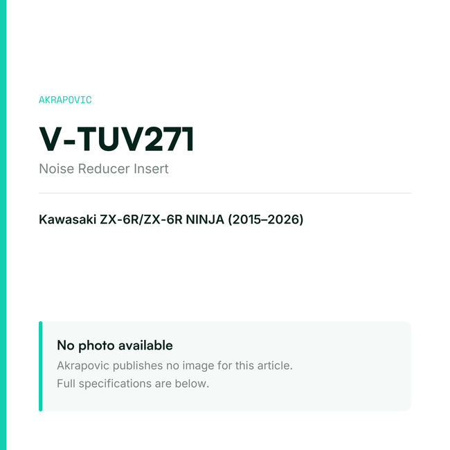 Akrapovic Noise Reducer Insert V-TUV271 — placeholder, no manufacturer photo available