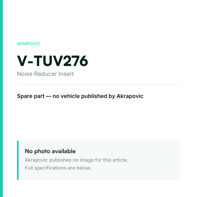 Akrapovic Noise Reducer Insert V-TUV276 — placeholder, no manufacturer photo available