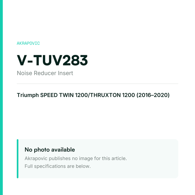 Akrapovic Noise Reducer Insert V-TUV283 — placeholder, no manufacturer photo available