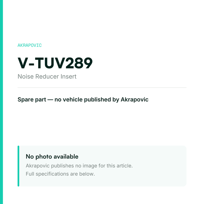 Akrapovic Noise Reducer Insert V-TUV289 — placeholder, no manufacturer photo available