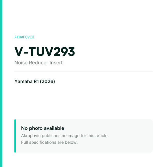 Akrapovic Noise Reducer Insert V-TUV293 — placeholder, no manufacturer photo available