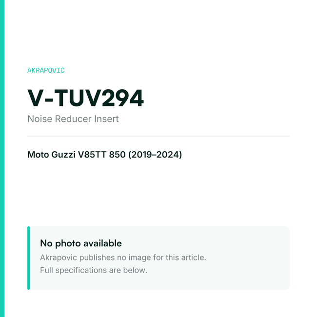 Akrapovic Noise Reducer Insert V-TUV294 — placeholder, no manufacturer photo available