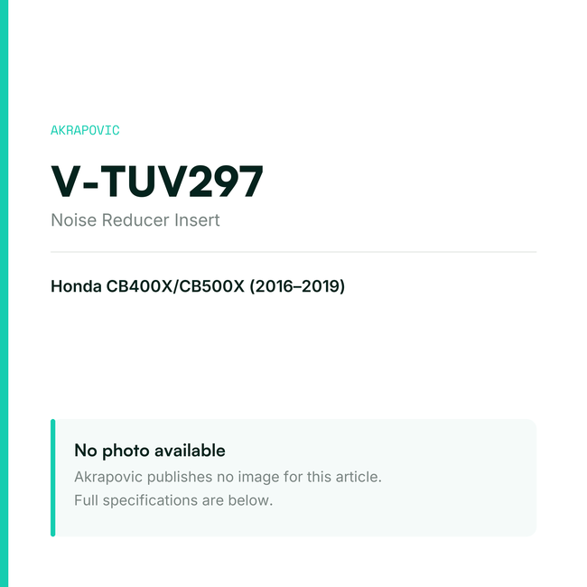 Akrapovic Noise Reducer Insert V-TUV297 — placeholder, no manufacturer photo available