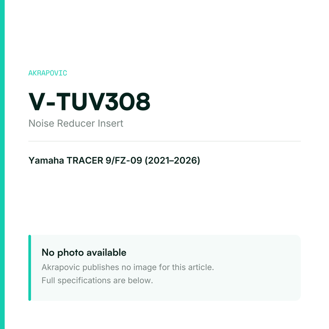 Akrapovic Noise Reducer Insert V-TUV308 — placeholder, no manufacturer photo available