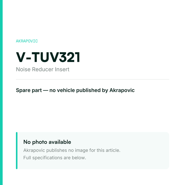 Akrapovic Noise Reducer Insert V-TUV321 — placeholder, no manufacturer photo available