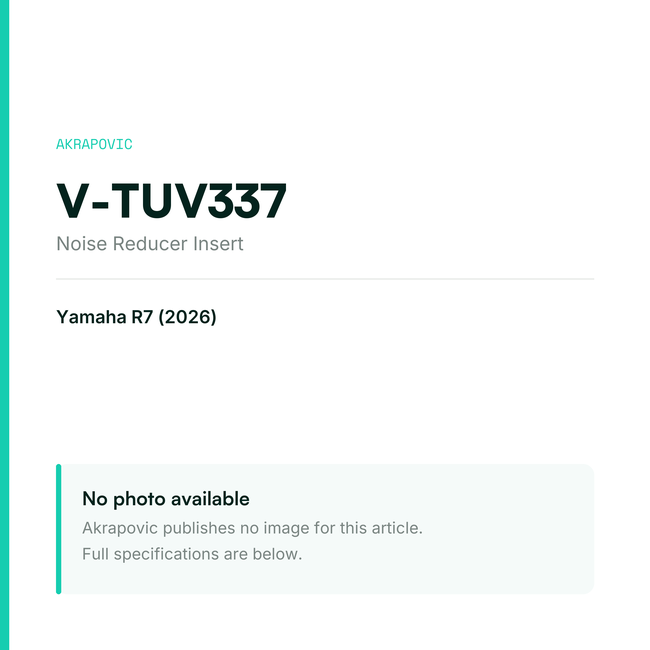 Akrapovic Noise Reducer Insert V-TUV337 — placeholder, no manufacturer photo available