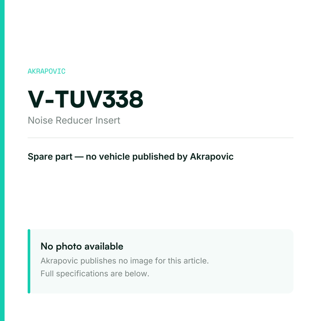 Akrapovic Noise Reducer Insert V-TUV338 — placeholder, no manufacturer photo available