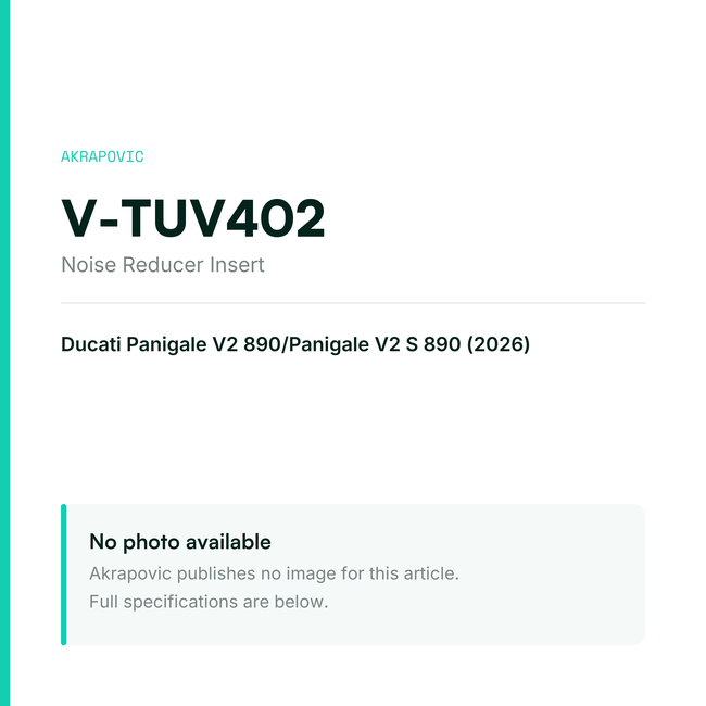 Akrapovic Noise Reducer Insert V-TUV402 — placeholder, no manufacturer photo available