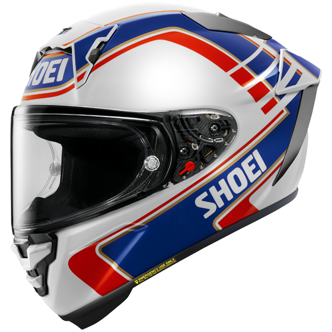 Shoei X-SPR PRO full-face racing helmet in Wayne Gardner Replica TC-2 blue white red livery