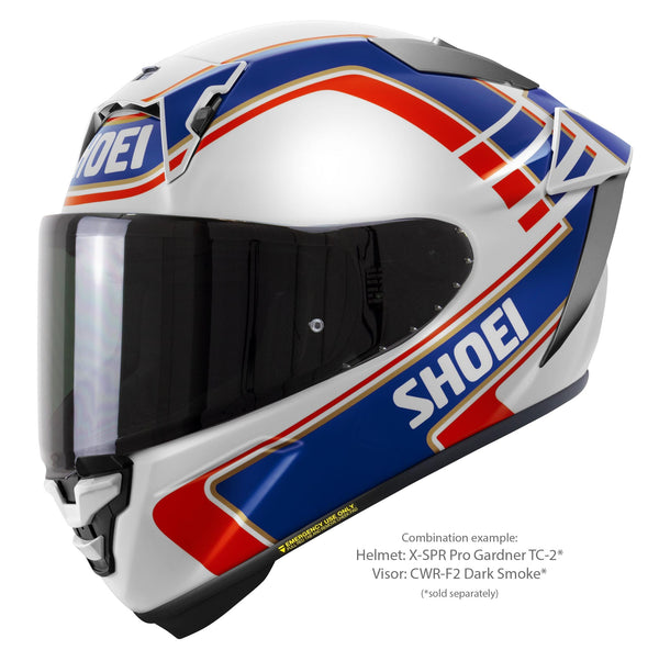 Shoei X-SPR PRO full-face racing helmet in Wayne Gardner Replica TC-2 blue white red livery