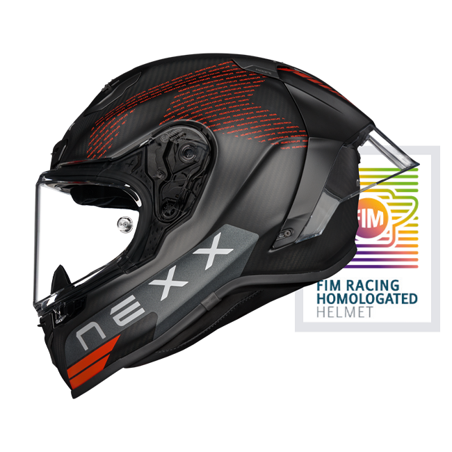 Nexx X.R3R Pro FIM Evo Carbon full-face helmet in matte black carbon finish