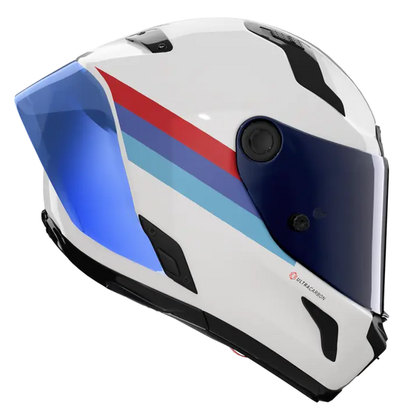 Nolan X-804 RS Ultra Carbon helmet in Gemini White Blue Red 365 graphic