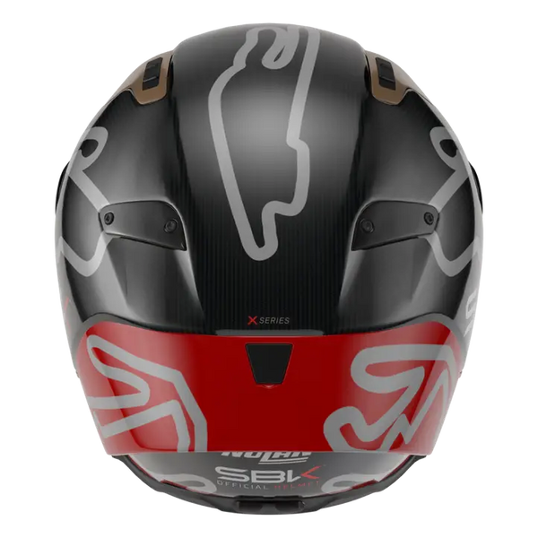 Nolan X-804 RS Ultra Carbon full-face helmet in SBK 360 carbon, red and white livery