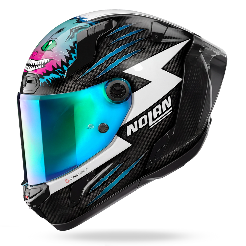 Nolan X-804 RS Ultra Carbon helmet Dom Herbertson Replica aquamarine white 382 – side view