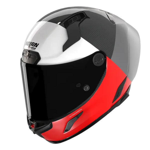 Nolan X-804 RS Ultra Carbon full-face helmet in Blocco Rot/Weiß 369 colourway