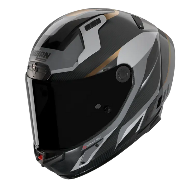 Nolan X-804 RS Ultra Carbon full-face helmet in Lesmo Black/Grey/Gold 361 livery