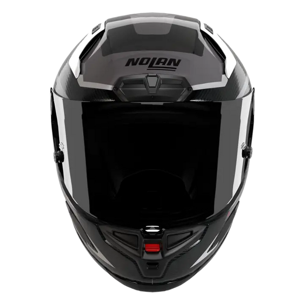 Nolan X-804 RS Ultra Carbon full-face helmet in Lesmo white, black and grey colourway