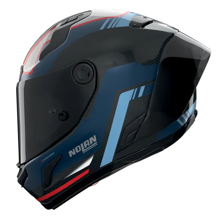 Nolan X-804 RS Ultra Carbon helmet in Piega Dark Blue Blue Red 366 graphic