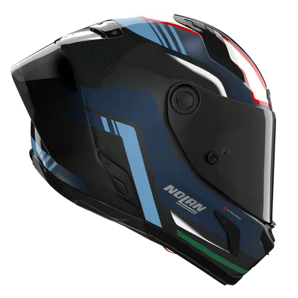 Nolan X-804 RS Ultra Carbon helmet in Piega Dark Blue Blue Red 366 graphic