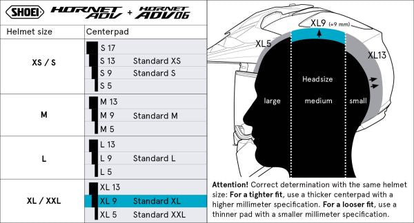 Shoei Head Pad XL9 Type-H for Hornet ADV 06 / Hornet ADV