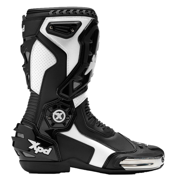 XPD XP6-S men's motorcycle boots in white and black