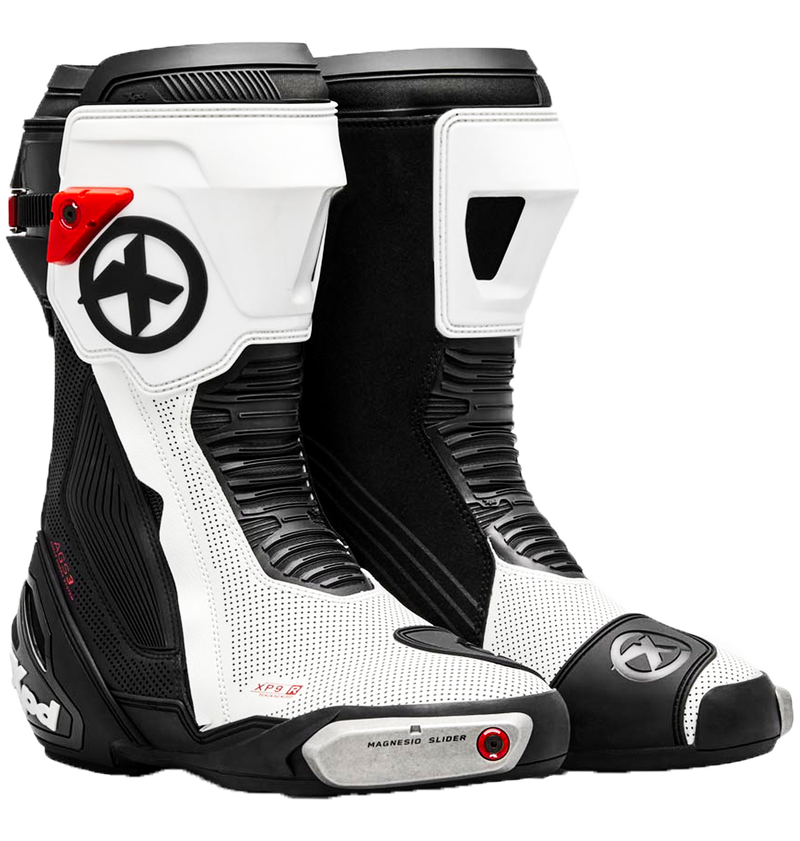 XPD XP9-R AIR perforated racing motorcycle boot in white and black, men's