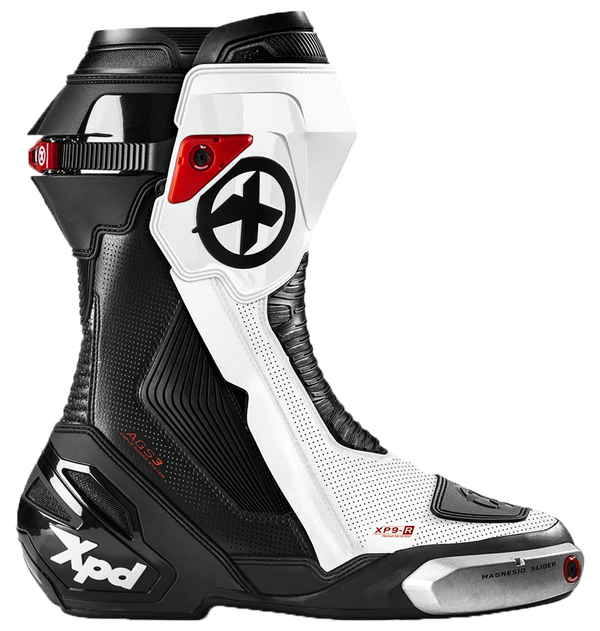 XPD XP9-R AIR perforated racing motorcycle boot in white and black, men's
