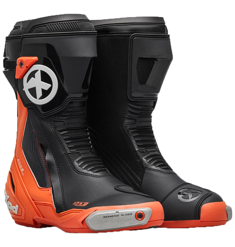 XPD XP9-R men's motorcycle racing boots in orange and black