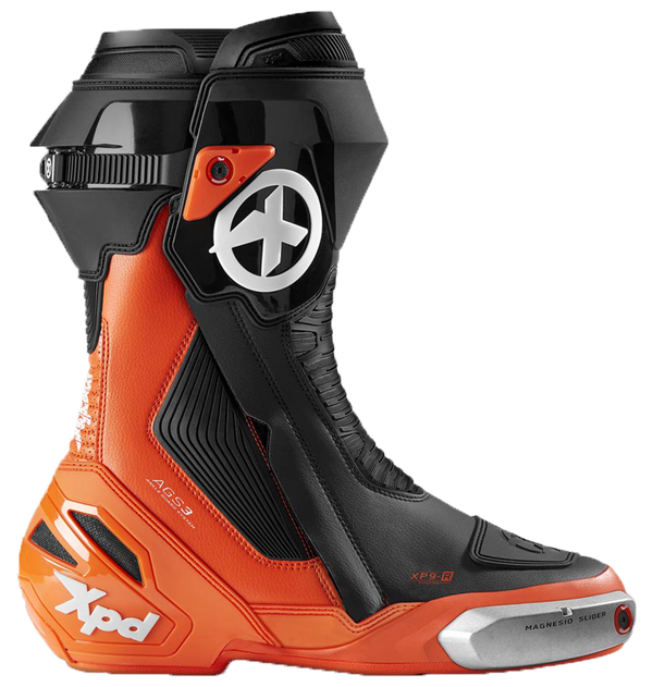 XPD XP9-R men's motorcycle racing boots in orange and black