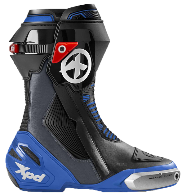 XPD XP9-S men's motorcycle racing boots in black and blue