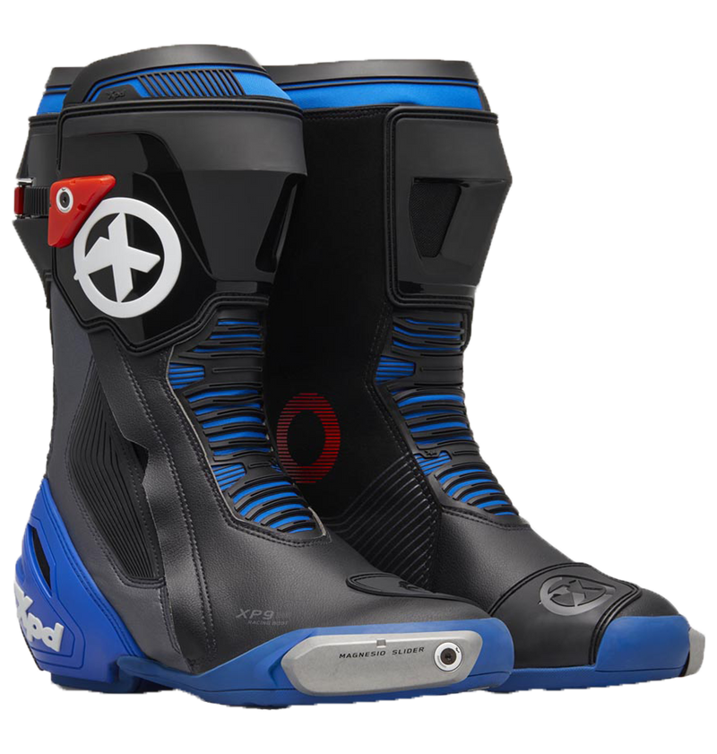 XPD XP9-S men's motorcycle racing boots in black and blue