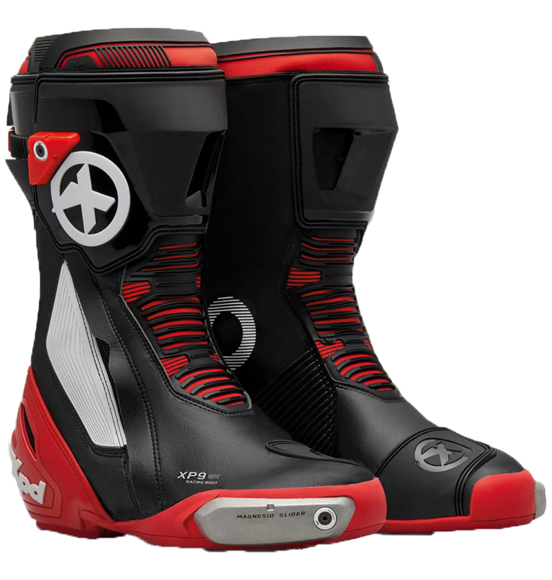 XPD XP9-S men's motorcycle boots in black and red