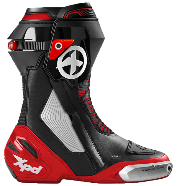 XPD XP9-S men's motorcycle boots in black and red