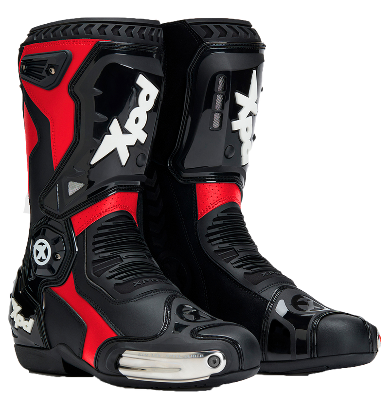 XPD XP6-S men's motorcycle boots in red and black