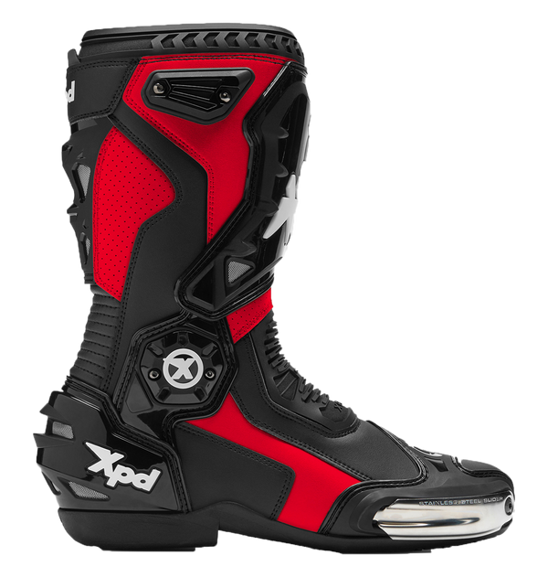 XPD XP6-S men's motorcycle boots in red and black