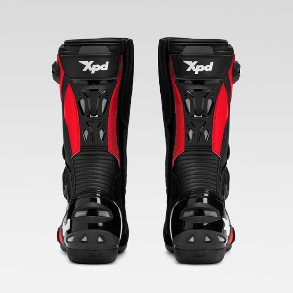 XPD XP6-S men's motorcycle boots in red and black