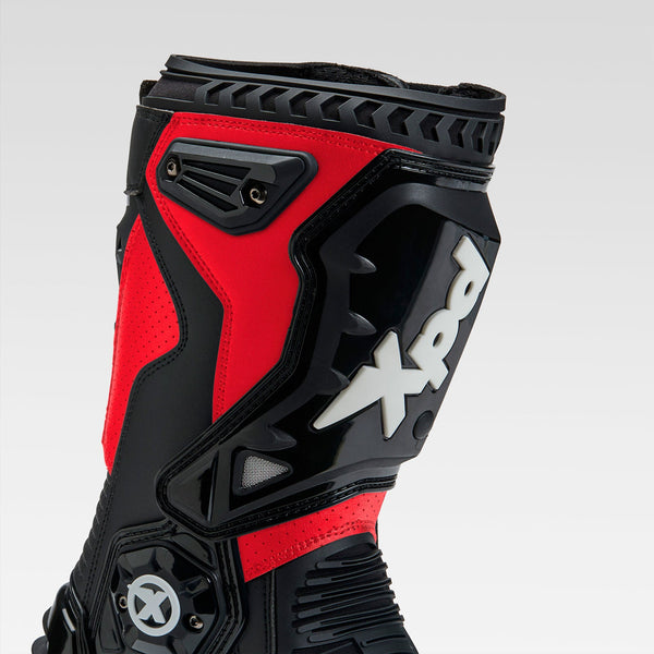XPD XP6-S men's motorcycle boots in red and black