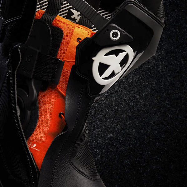 XPD XP9-R men's motorcycle racing boots in orange and black