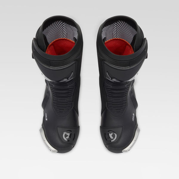 XPD XP9-R men's motorcycle boots in black, side view showing AGS3 ankle guard and racing sole