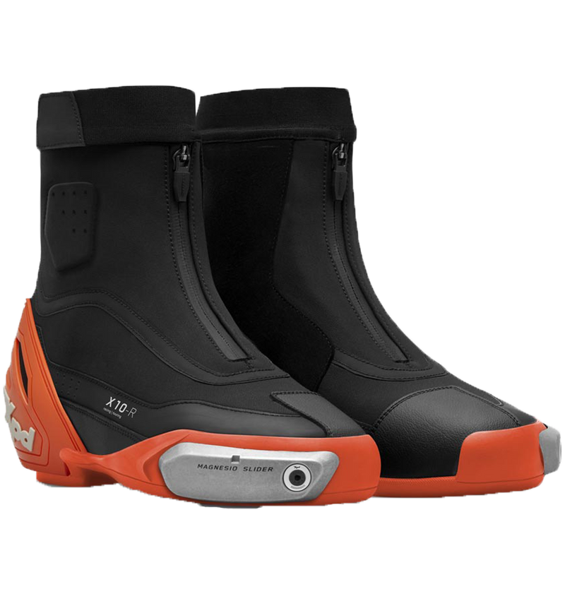 XPD X10-R men's motorcycle boots in black and orange