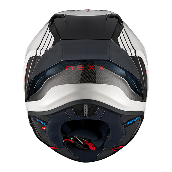 Nexx X.R3R Apex Carbon White full-face racing helmet, carbon weave finish with white graphics