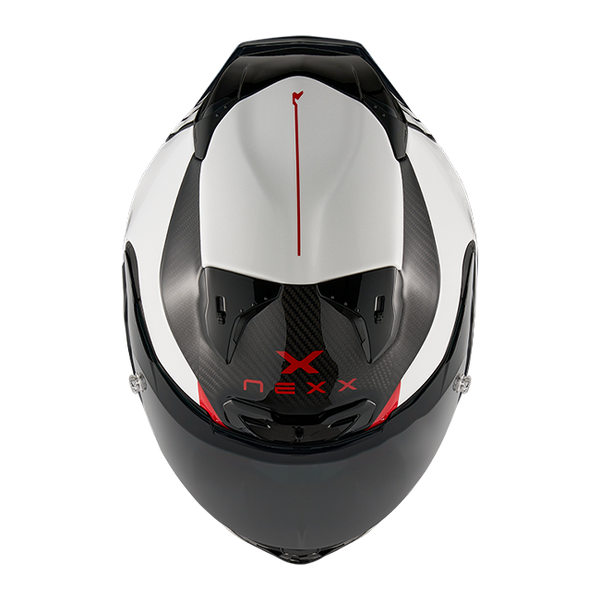 Nexx X.R3R Apex Carbon White full-face racing helmet, carbon weave finish with white graphics