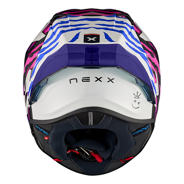 Nexx X.R3R Ziger full-face racing helmet in carbon purple blue colourway